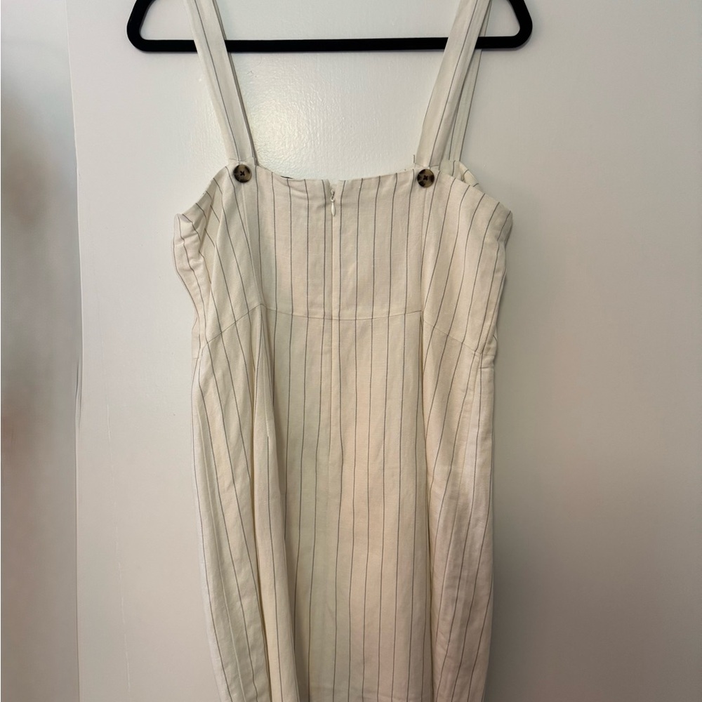 Club Monaco Cream and Blue Pinstripe Linen Sundress - Picture 6 of 11